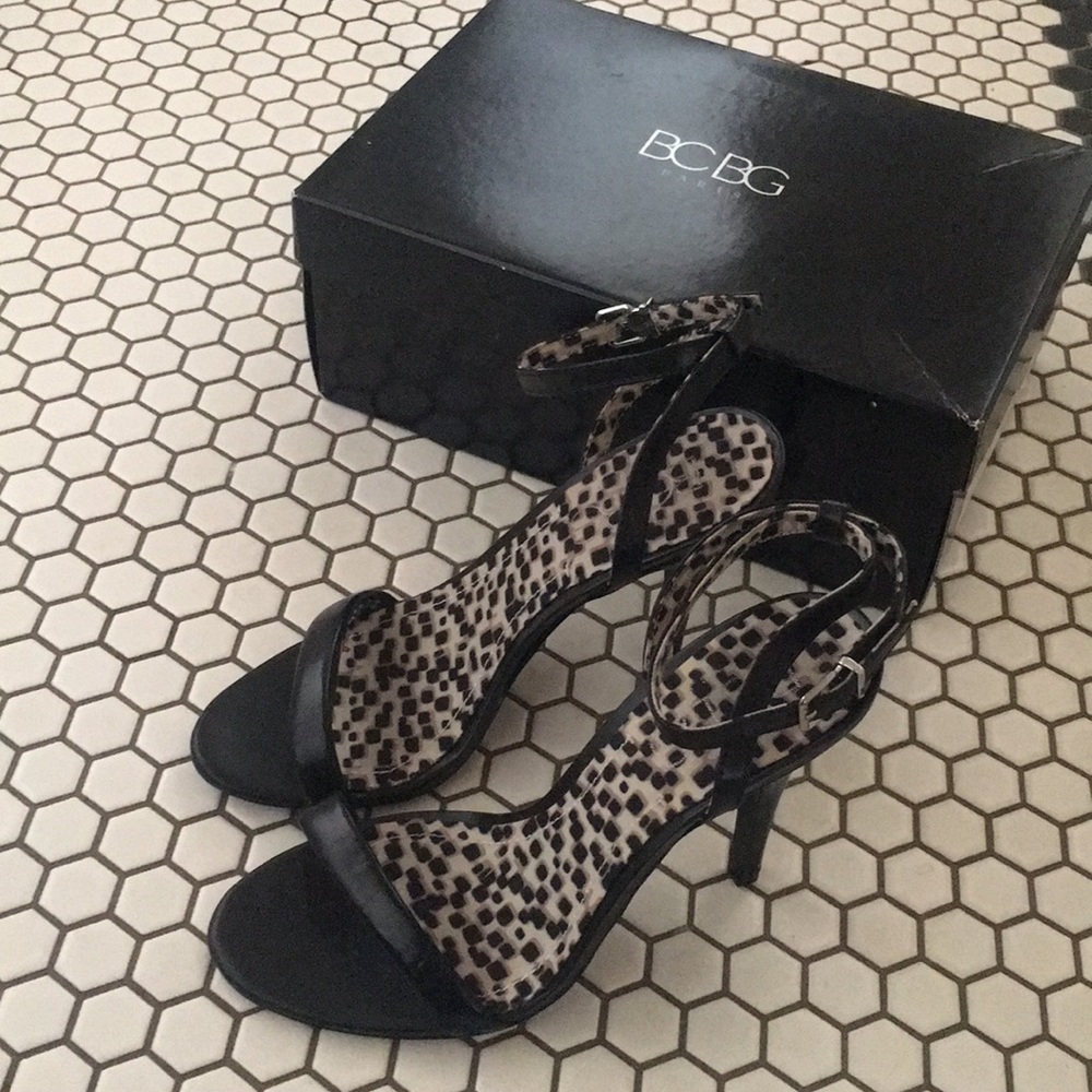 BCBG Paris Black Strappy Heels, 7